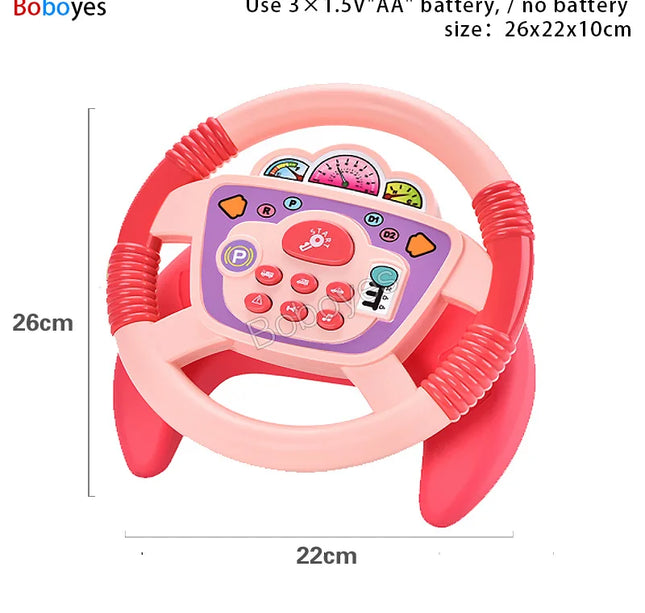 Infant Electric Steering Wheel Toy – Simulation Light & Sound Educational Vocal Toy for Stroller Play