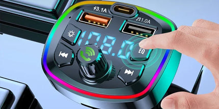 Bluetooth FM Transmitter for Car – Wireless Audio Adapter with Mic, MP3 & 2.1A Dual USB Charger