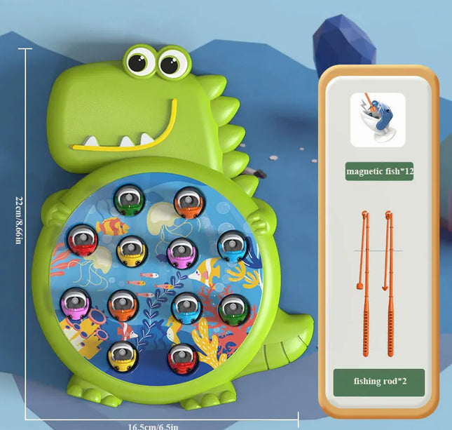 Magnetic Dinosaur Fishing Game – Montessori Toy with Rod for Toddlers & Kids