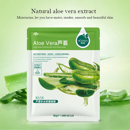 30pcs Natural Plant Facial Mask Moisturizing Oil Control Anti-Aging Fruit Aloe Korean Sheet Face Mask Beauty Skin Care Prodcuts