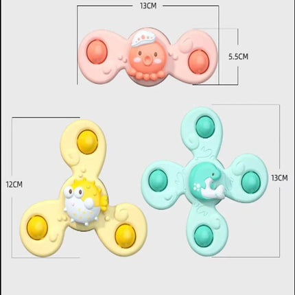 Baby Suction Cup Spinner Toys – 3pcs Bath Rattles & Educational Fidget Set for Boys