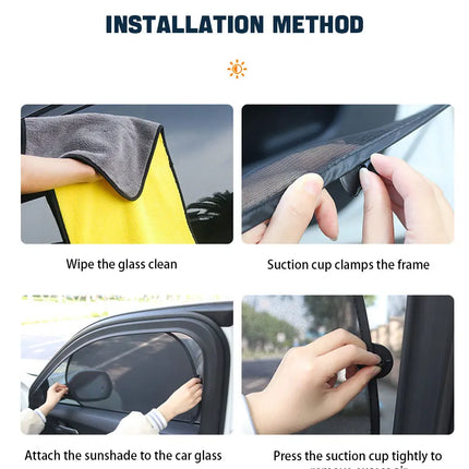 2pcs Car Window Sunshade – SEAMETAL UV Shield Curtains for Front & Rear Windows