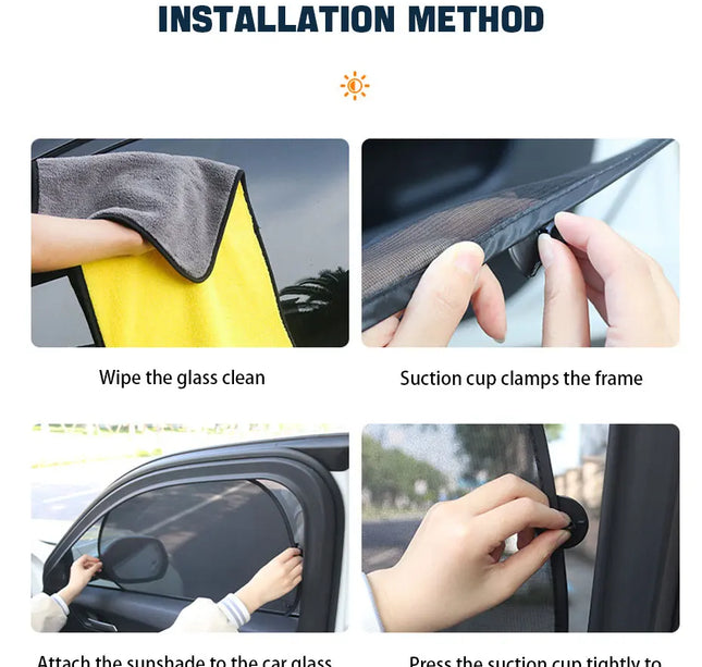 2pcs Car Window Sunshade – SEAMETAL UV Shield Curtains for Front & Rear Windows