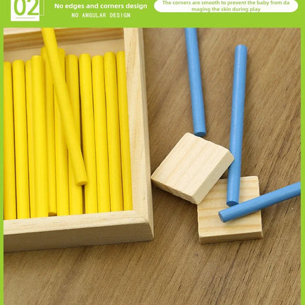 Children's math teaching aids, counting sticks, arithmetic learning box, wooden educational toys, Montessori education