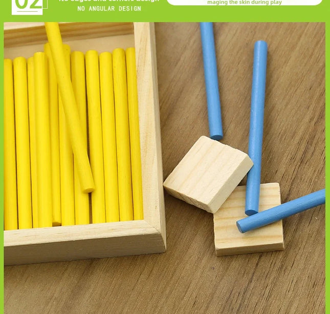 Children's math teaching aids, counting sticks, arithmetic learning box, wooden educational toys, Montessori education