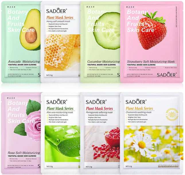 8pcs Natural Plant Face Mask Beauty Skincare Facial Masks Moisturizing Firming Hydrating Facial Mask Face Care Korean Cosmetics