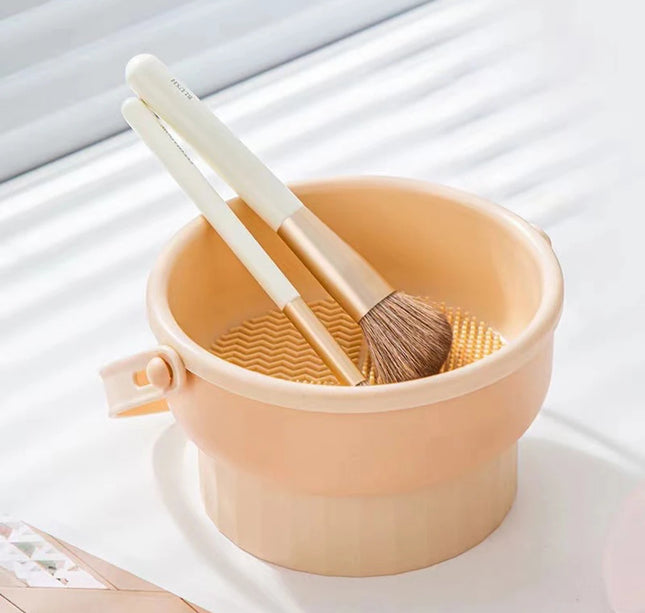 Makeup Brush Cleaning Bowl Beauty Egg Cleaning Tool Storage Set Brush Powder Puff Dry Cleaning Silicone Drying Shelf
