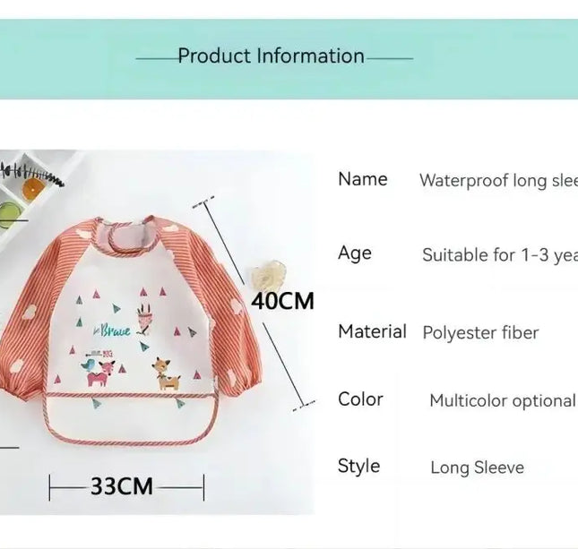 1pc Waterproof Baby Smock – Long Sleeve Bib Apron for Eating & Art
