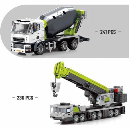 SEMBO Engineering Vehicle Building Kit – MOC Excavator & Mixer Truck Bricks Set for Boys DIY Educational Gifts