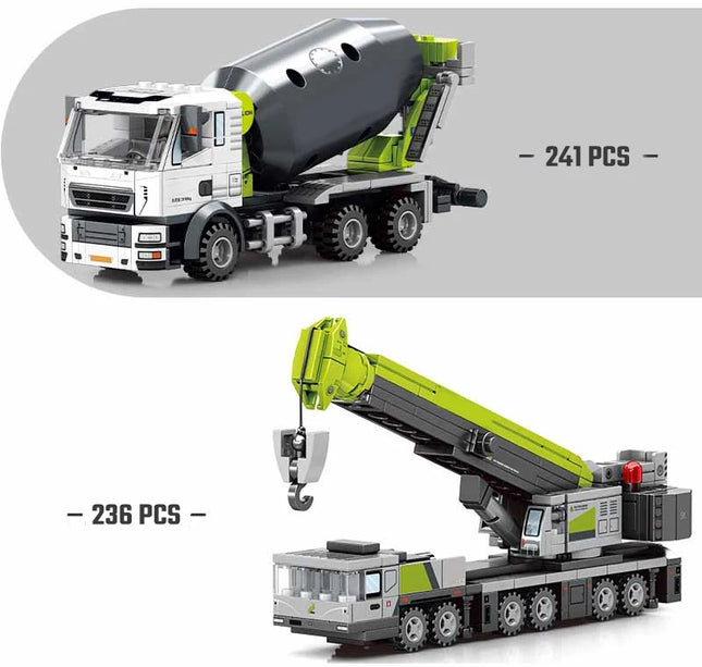 SEMBO Engineering Vehicle Building Kit – MOC Excavator & Mixer Truck Bricks Set for Boys DIY Educational Gifts