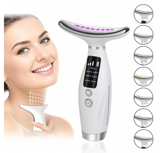 Micro-current Neck Face Beauty Device 7 Color Facial Massager for Enhanced Face Neck and Shoulder Care with Vibrating