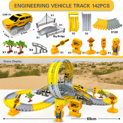 Electric Track Car Toy Set – Engineering Train Toys for Kids Educational Fun & Birthday Gifts