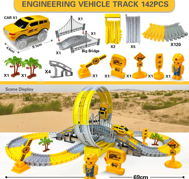 Electric Track Car Toy Set – Engineering Train Toys for Kids Educational Fun & Birthday Gifts