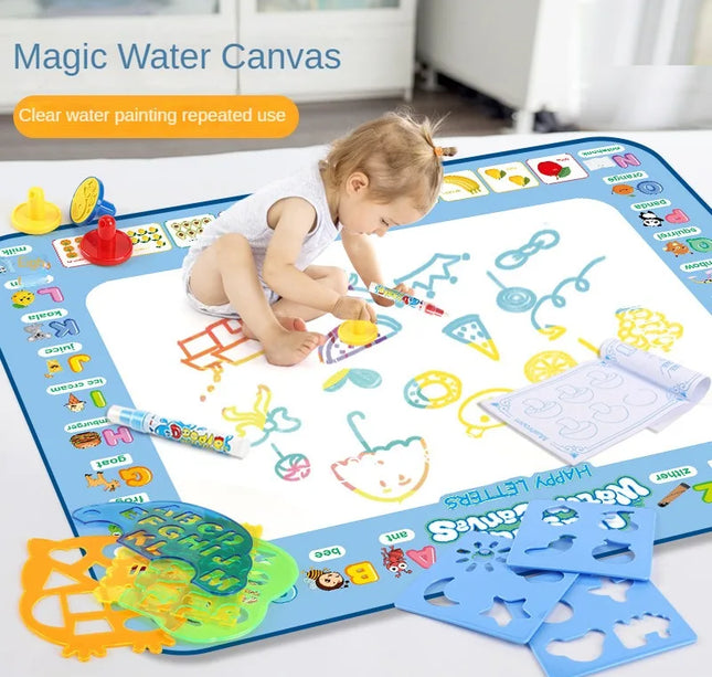 100x80cm Magic Water Drawing Mat – Reusable Doodle Board with Pens Montessori Educational Toy for Kids Gifts