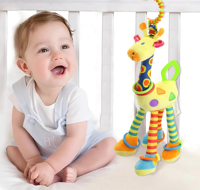 Soft Giraffe Hand Bell Rattle – Plush Hanging Sensory Toy for Baby Walkers, Beds & Early Education