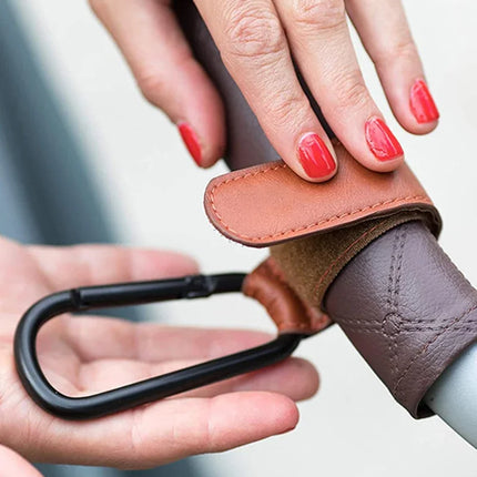Adjustable Stroller Hook – PU Leather Bag Hanger for Baby Travel