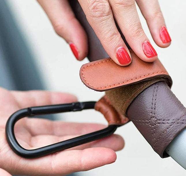 Adjustable Stroller Hook – PU Leather Bag Hanger for Baby Travel