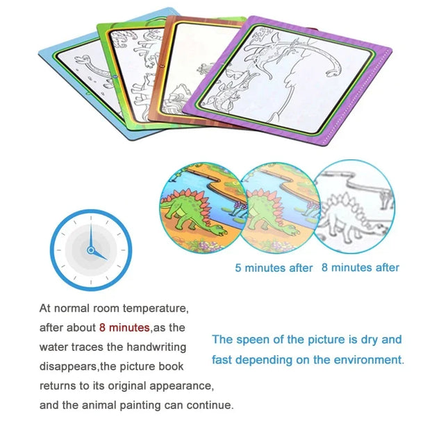 Children Early Education Toys Magical Book with Pen Water Drawing  Toys Gift Reusable Coloring Book Magic Drawing Book