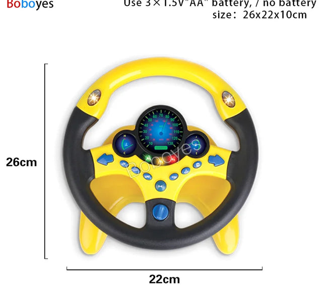 Infant Electric Steering Wheel Toy – Simulation Light & Sound Educational Vocal Toy for Stroller Play
