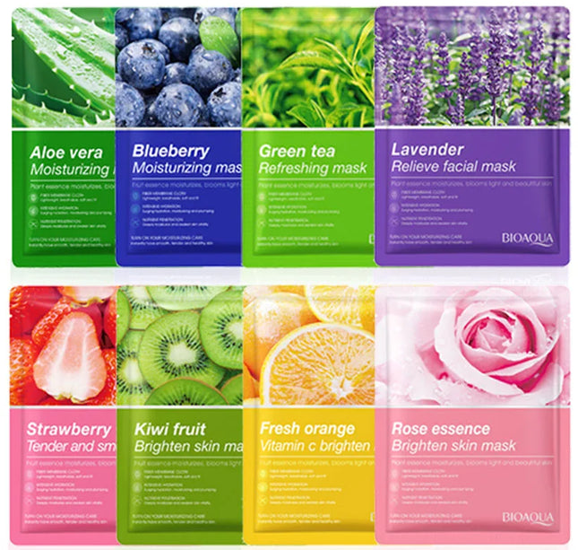 8pcs Natural Plant Face Mask Beauty Skincare Facial Masks Moisturizing Firming Hydrating Facial Mask Face Care Korean Cosmetics
