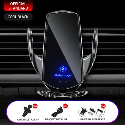 15W Car Magnetic Wireless Charger Automatic Car Mount Phone Holder For iPhone 16 15 For SamsungInfrared Induction Fast Charging