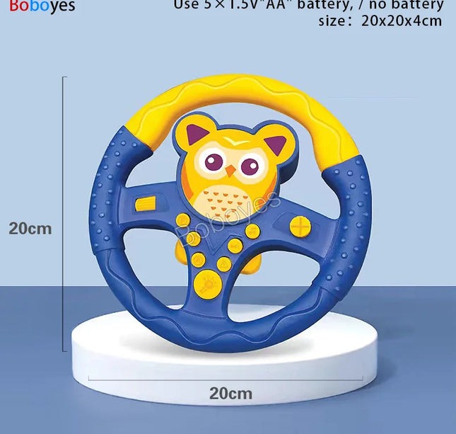Infant Electric Steering Wheel Toy – Simulation Light & Sound Educational Vocal Toy for Stroller Play