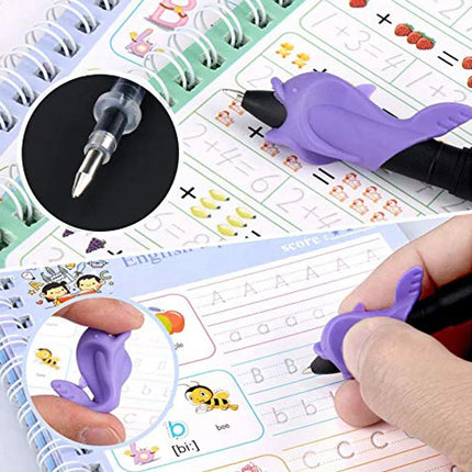 Reusable 3D Calligraphy Copybook – Math & English Letter Practice Educational Drawing Book for Kids