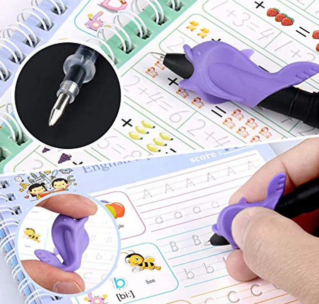 Reusable 3D Calligraphy Copybook – Math & English Letter Practice Educational Drawing Book for Kids