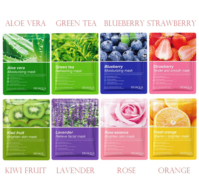 8pcs Natural Plant Face Mask Beauty Skincare Facial Masks Moisturizing Firming Hydrating Facial Mask Face Care Korean Cosmetics