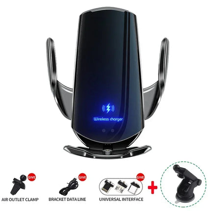 15W Car Magnetic Wireless Charger Automatic Car Mount Phone Holder For iPhone 16 15 For SamsungInfrared Induction Fast Charging
