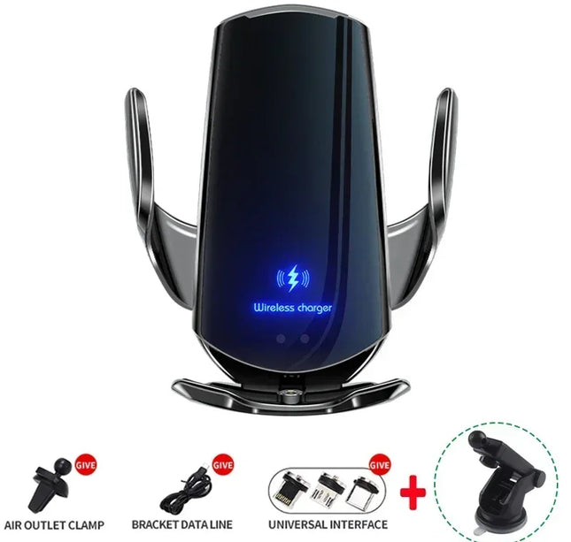 15W Car Magnetic Wireless Charger Automatic Car Mount Phone Holder For iPhone 16 15 For SamsungInfrared Induction Fast Charging