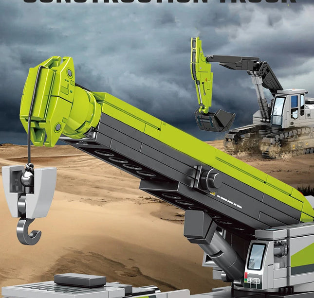 SEMBO Engineering Vehicle Building Kit – MOC Excavator & Mixer Truck Bricks Set for Boys DIY Educational Gifts