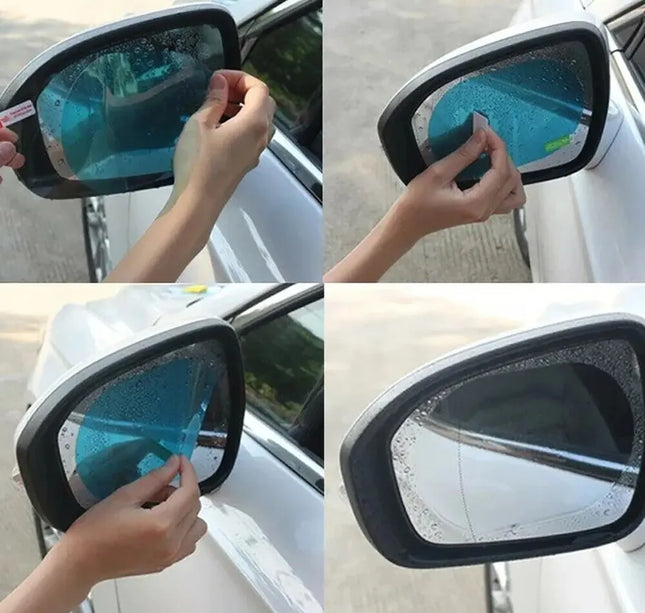 Rearview Mirror & Side Window Film – 2pcs Anti-Fog Rainproof Car Protection Stickers