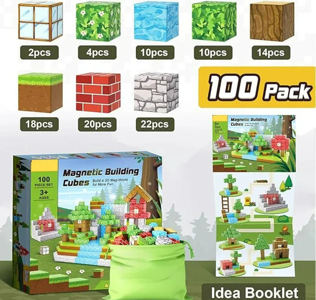 Magnetic Building Blocks Mine World Magnet Cube Set for Boy Girl Kid Age 3+ DIY Model Children STEM Educational Sensory Toy