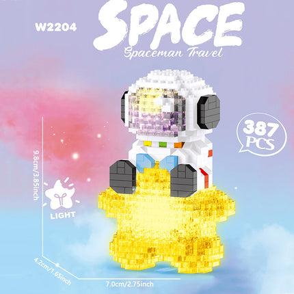 Knew Built Luminous Astronaut Moon Blocks – LED Micro Brick Building Set for Adults & Educational Tech Toy