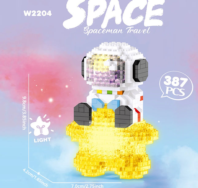 Knew Built Luminous Astronaut Moon Blocks – LED Micro Brick Building Set for Adults & Educational Tech Toy
