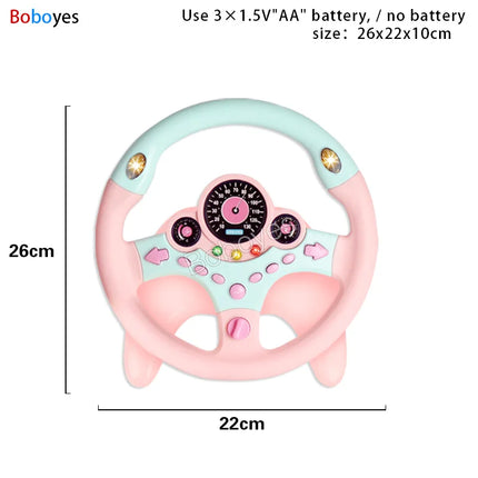 Infant Electric Steering Wheel Toy – Simulation Light & Sound Educational Vocal Toy for Stroller Play