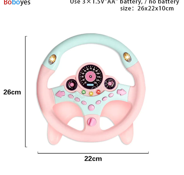 Infant Electric Steering Wheel Toy – Simulation Light & Sound Educational Vocal Toy for Stroller Play
