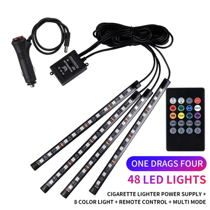 LED Car Ambient Light Kit – RGB Interior Strip with Music, Remote & App Control