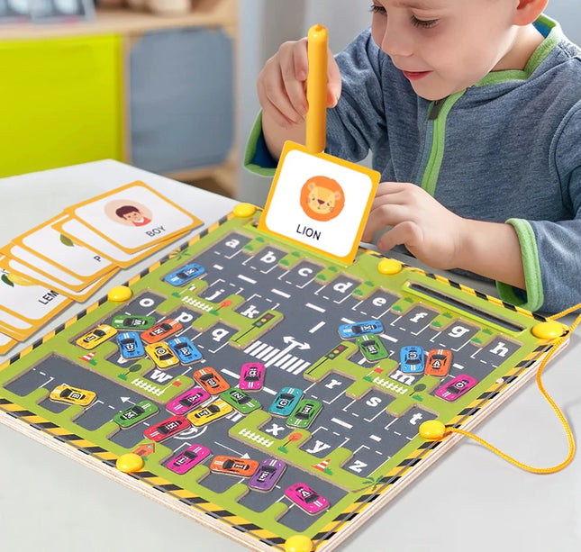 Montessori Magnetic Color Maze – Wooden Sorting & Bead Puzzle Board for Early Learning Activities