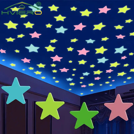 Luminous Star Wall Stickers – 50/100pcs 3cm Glow Decor for Kids & Parties