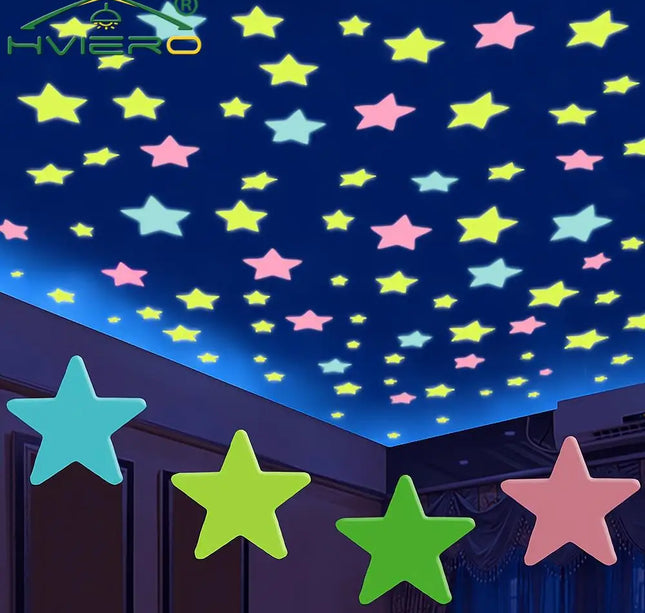 Luminous Star Wall Stickers – 50/100pcs 3cm Glow Decor for Kids & Parties