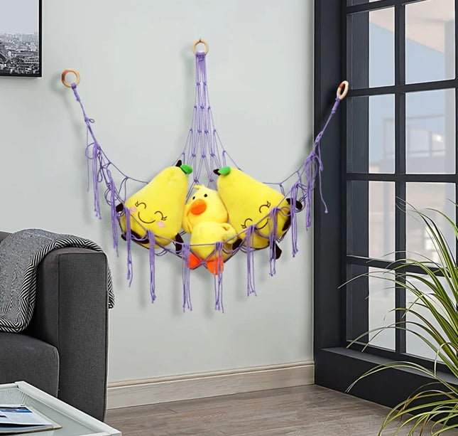 Large Capacity Stuffed Animals Hammock Net Macrame Boho Home Decorations Corner Toy Storage Organizer Plush Toys Hanging Net