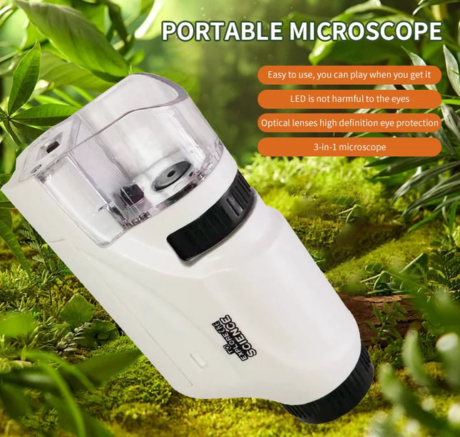 Handheld Microscope Kit Lab LED Light 60X 120X Home School Biologi Cal Science Educational Toys For Children Brinquedo STEM Gift
