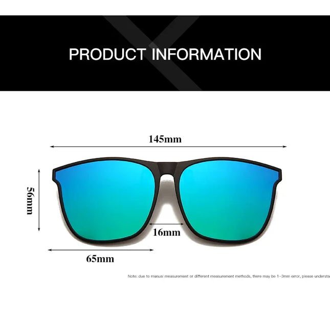 Men's Clip-On Polarized Sunglasses – Vintage Square Photochromic Night Vision Driving Glasses