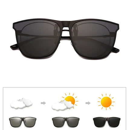 Men's Clip-On Polarized Sunglasses – Vintage Square Photochromic Night Vision Driving Glasses