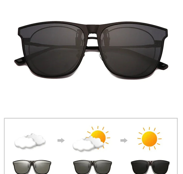 Men's Clip-On Polarized Sunglasses – Vintage Square Photochromic Night Vision Driving Glasses