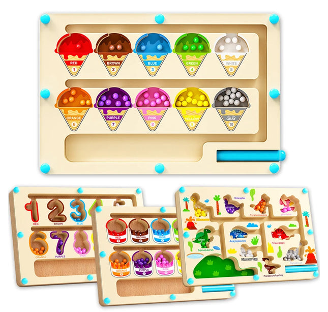 Montessori Magnetic Maze Game – Color Sorting & Fine Motor Training Toy with Pen Control for Kids Sensory Play