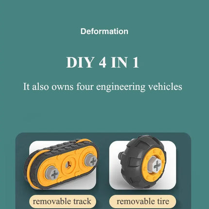 Kids Engineering Vehicle & Electric Drill Set – Educational Assembly Tool Toy with Nuts for Boys Building & Gift