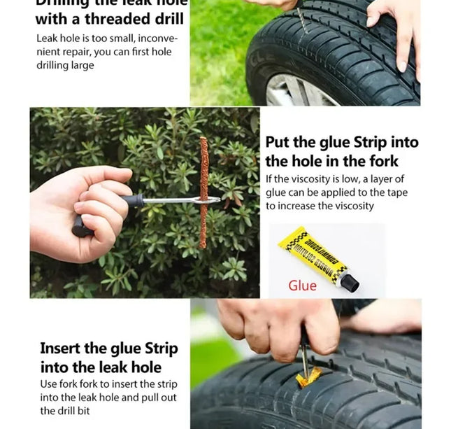 Tubeless Tire Repair Kit – 5–50pcs Plug Tools with Rubber Strips for Car, Truck & Motorcycle